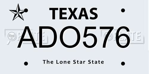 ADO576 Texas License Plate