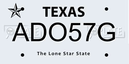 ADO57G Texas License Plate