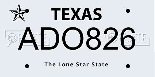 ADO826 Texas License Plate