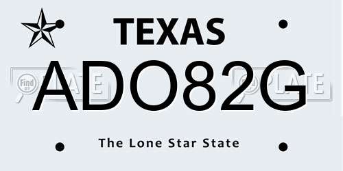 ADO82G Texas License Plate