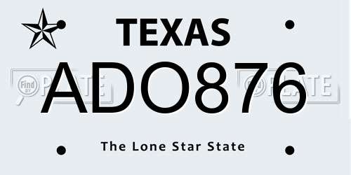 ADO876 Texas License Plate