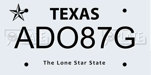 ADO87G Texas License Plate