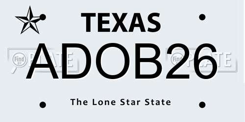 ADOB26 Texas License Plate