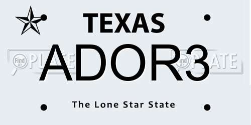 ADOR3 Texas License Plate