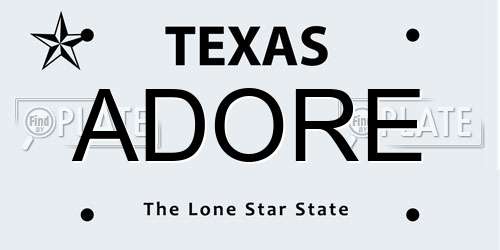 ADORE Texas License Plate