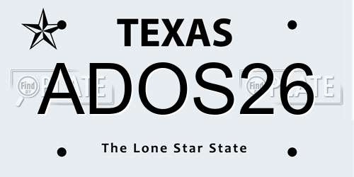 ADOS26 Texas License Plate
