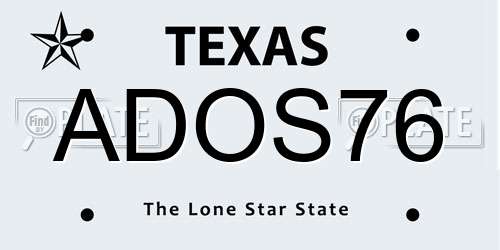 ADOS76 Texas License Plate