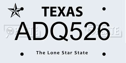 ADQ526 Texas License Plate