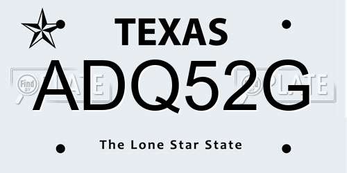ADQ52G Texas License Plate