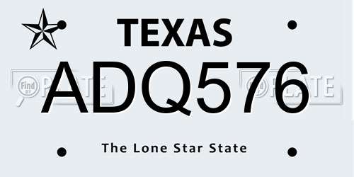 ADQ576 Texas License Plate