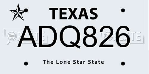 ADQ826 Texas License Plate