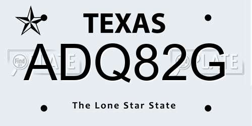 ADQ82G Texas License Plate