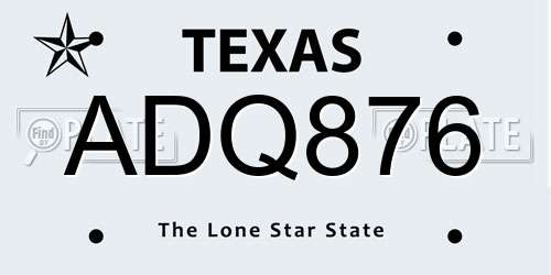 ADQ876 Texas License Plate