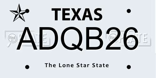 ADQB26 Texas License Plate