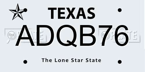 ADQB76 Texas License Plate