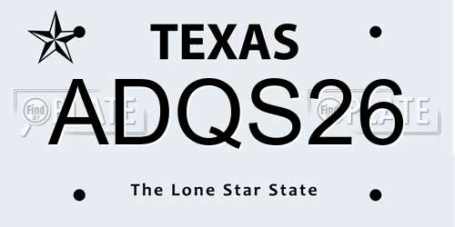 ADQS26 Texas License Plate