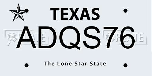 ADQS76 Texas License Plate
