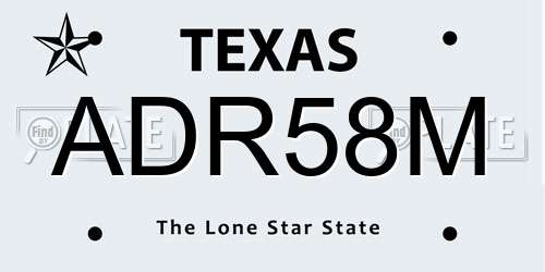 ADR58M Texas License Plate