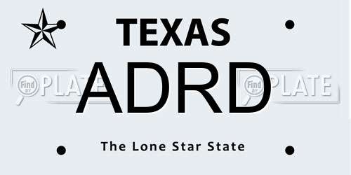 ADRD Texas License Plate