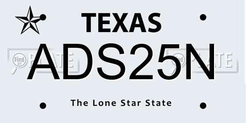 ADS25N Texas License Plate