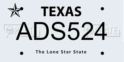ADS524 Texas License Plate