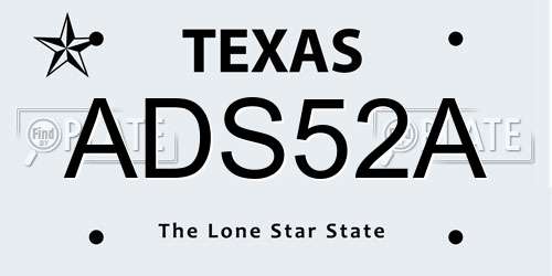 ADS52A Texas License Plate