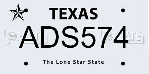 ADS574 Texas License Plate