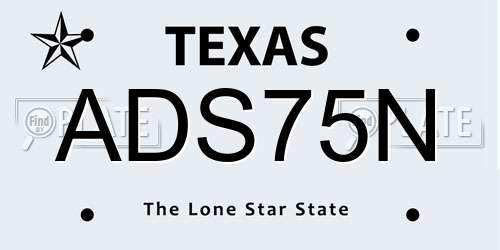 ADS75N Texas License Plate