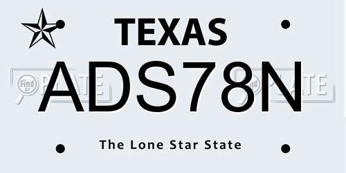 ADS78N Texas License Plate