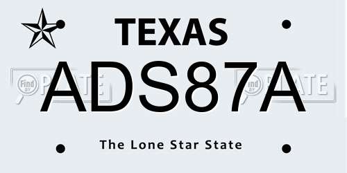 ADS87A Texas License Plate