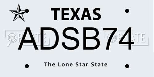 ADSB74 Texas License Plate