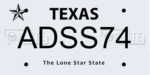 ADSS74 Texas License Plate