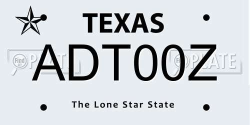 ADT00Z Texas License Plate