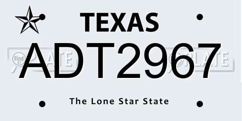 ADT2967 Texas License Plate
