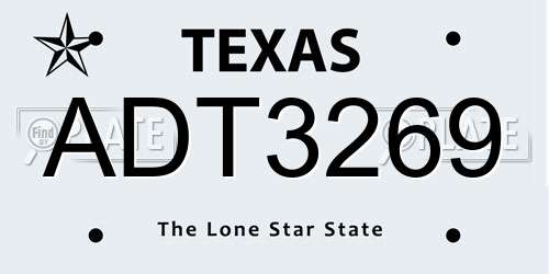 ADT3269 Texas License Plate