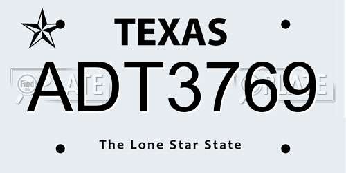 ADT3769 Texas License Plate