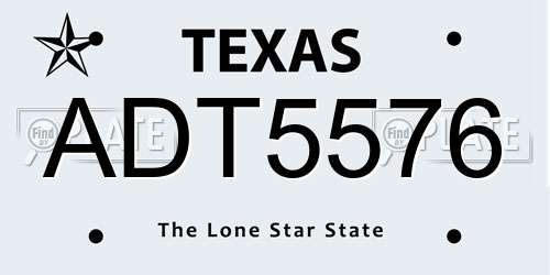 ADT5576 Texas License Plate