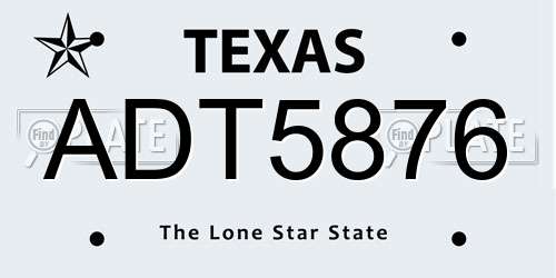 ADT5876 Texas License Plate