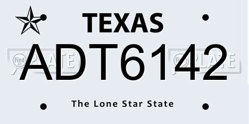 ADT6142 Texas License Plate