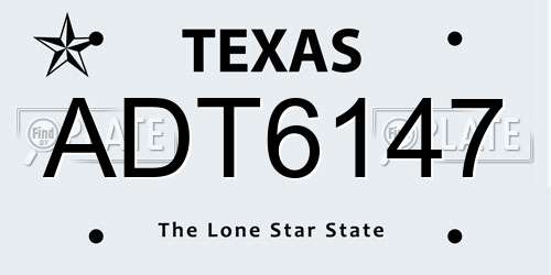 ADT6147 Texas License Plate