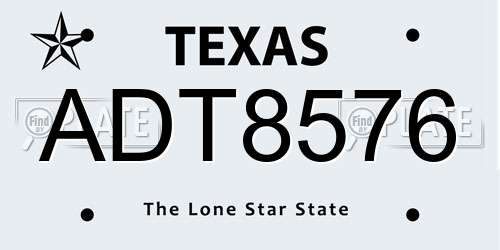 ADT8576 Texas License Plate