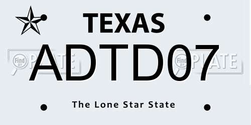 ADTD07 Texas License Plate