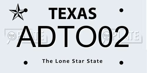 ADTO02 Texas License Plate