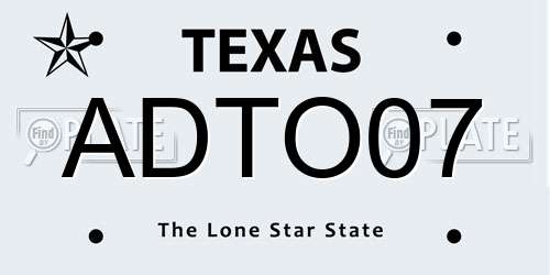 ADTO07 Texas License Plate