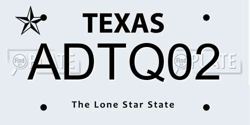 ADTQ02 Texas License Plate