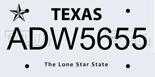 ADW5655 Texas License Plate