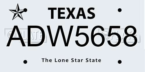 ADW5658 Texas License Plate