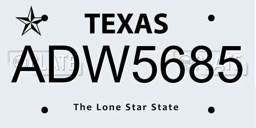 ADW5685 Texas License Plate
