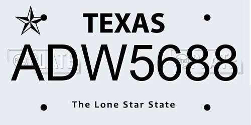 ADW5688 Texas License Plate
