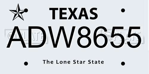 ADW8655 Texas License Plate